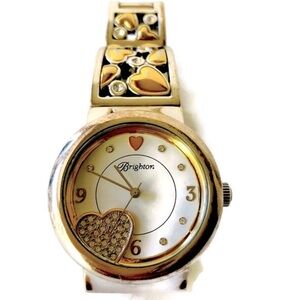 Brighton heart watch.  Gold and silver plated sparkle Gramercy Park New Battery